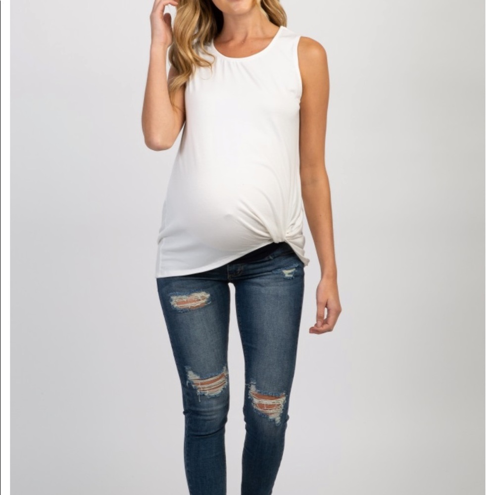 SOLD Sleeveless knot maternity tank
